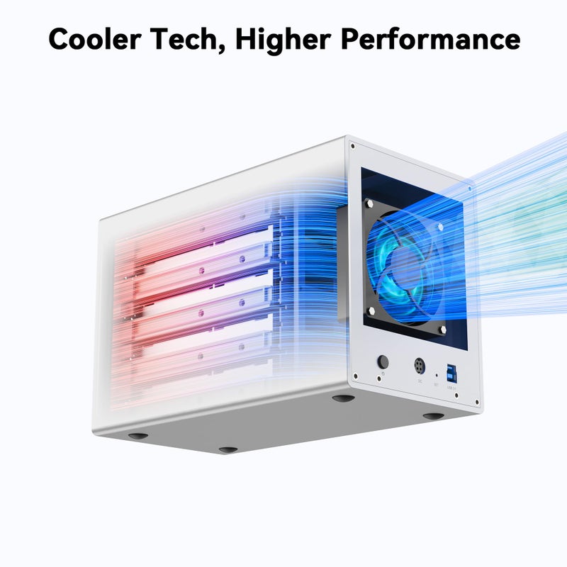 Yottamaster يُوتا ماستر حاوية قرص صلب خارجي 5 باي، ألومنيوم USB3.0 حاوية HDD بحجم 3.5 بوصة للقرص الصلب SATA بحجم 3.5 و 2.5 بوصة/SSD، تدعم 90TB(5x18TB) تخزين متصل مباشر DAS، غير RAID [PS500U3] - Image 5